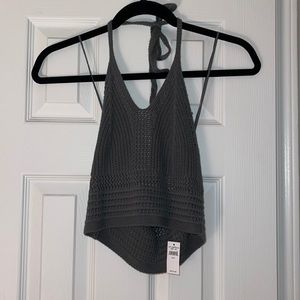 Olive green/ grayish crochet halter top